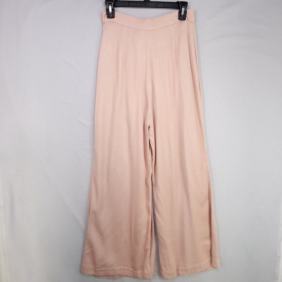 Free People Pant Size 4 Wide Leg Trouser Glow in the Sky Satin High Rise Peach - Picture 3 of 13
